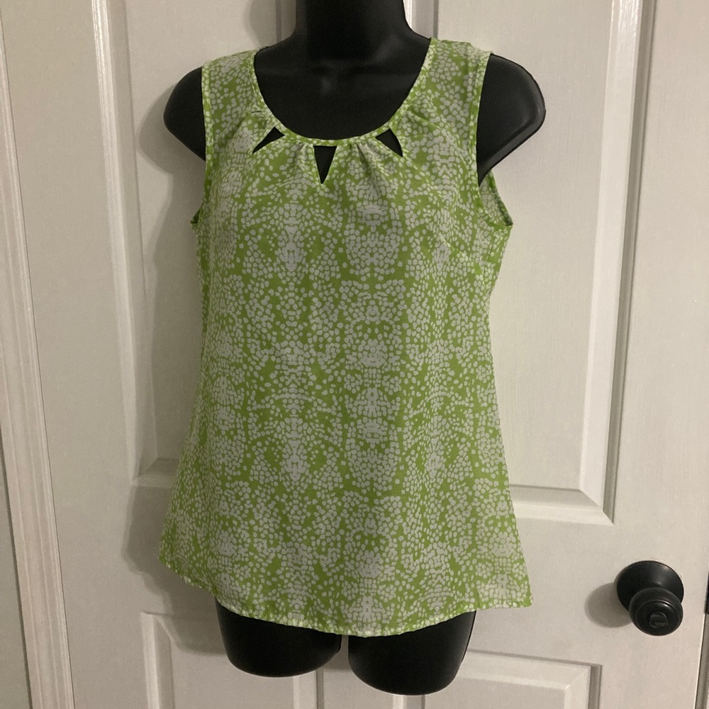 Banana Republic Sleeveless Tank Blouse Size XS, Green & White